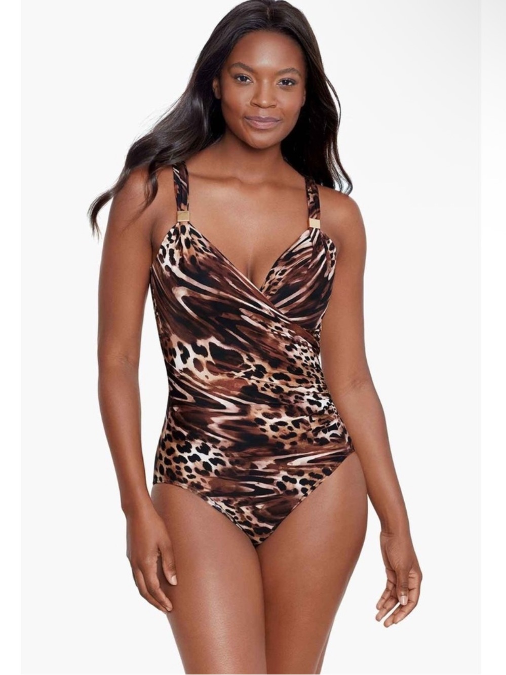 Miraclesuit Bathing Swim One Piece 6 Womens Slimming Animal Print Siren
